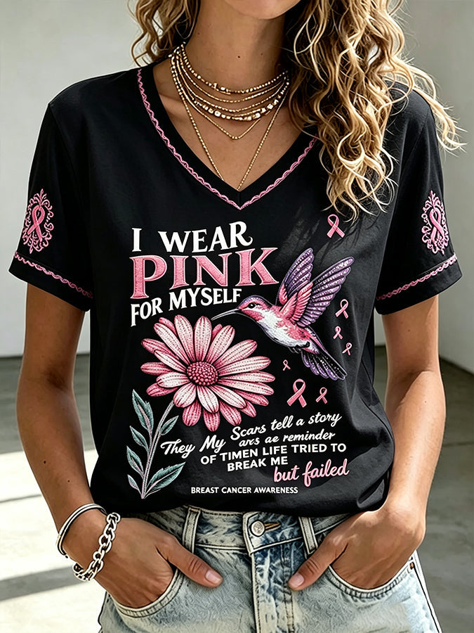 Women'S I Wear Pink For Myself Print Short-Sleeve T-Shirt