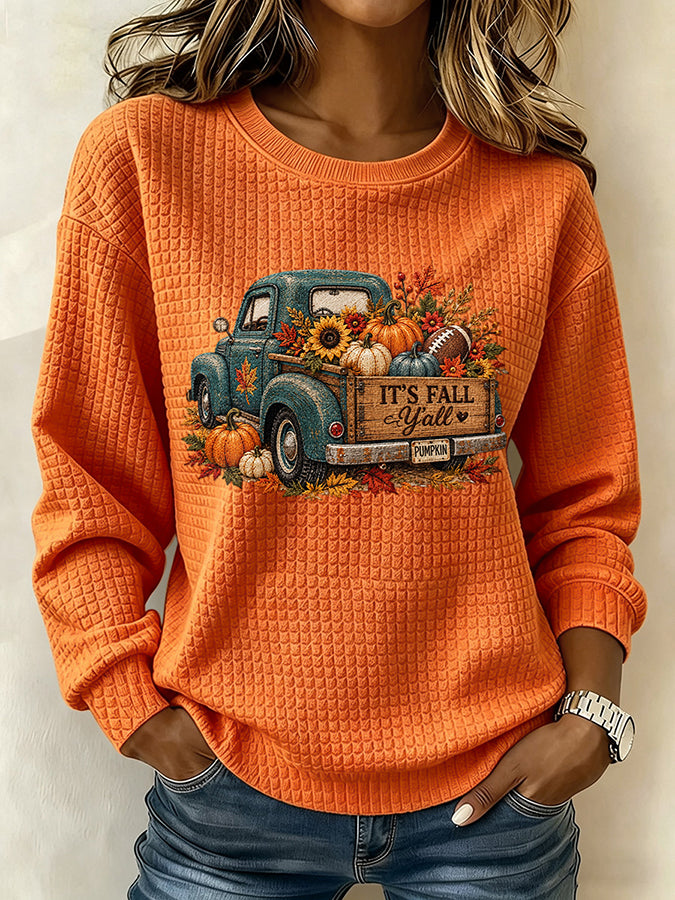 Women'S Autumn Football Fan Square Long Sleeved Round Neck Sports Shirt