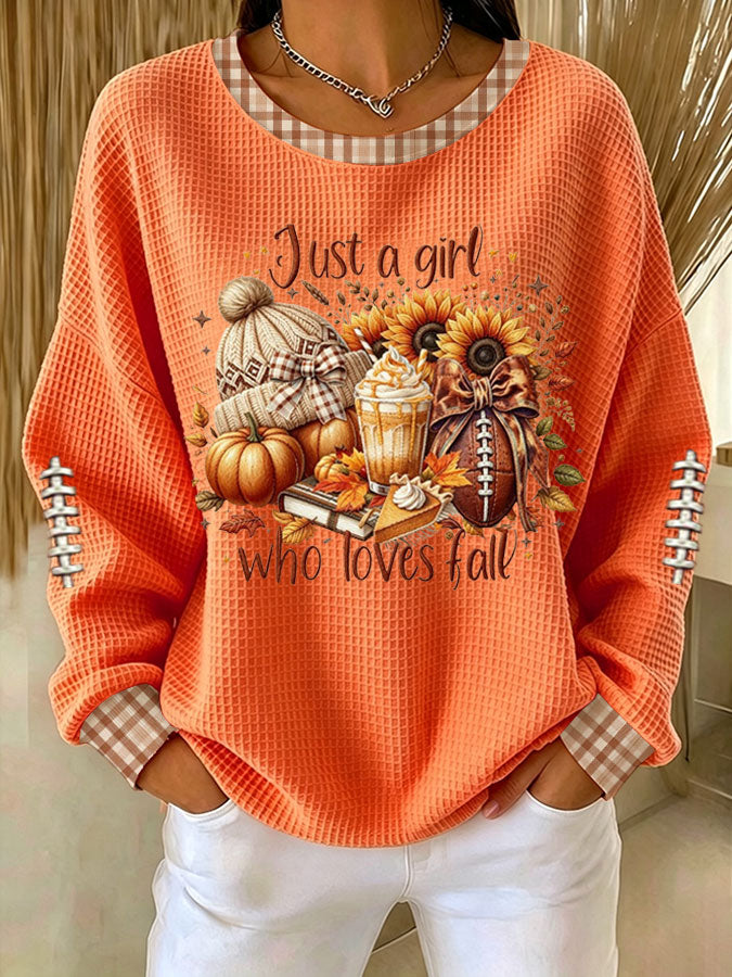 Women'S Fall Print Waffle Sweatshirt