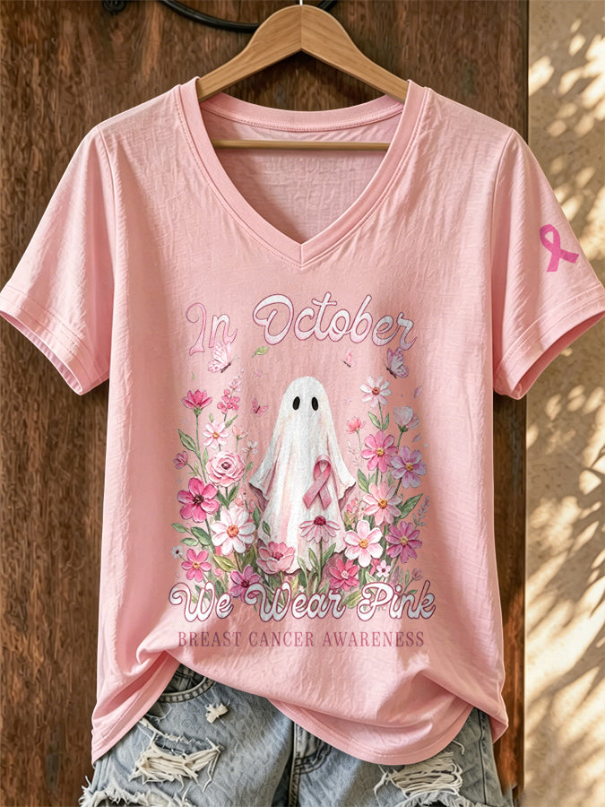 Women's Breast Cancer Print T-shirt