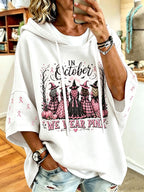Women'S Vintage In October We Wear Pink Print Hoodie